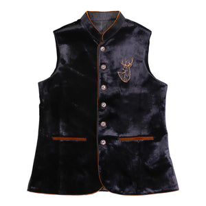 Old-world Charm Dull Black Embroidered German Waistcoat