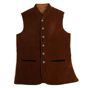 Handcrafted Brown Embroidered Traditional German Waistcoat