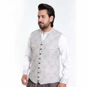 Modern Bucolic Charm Gray Lederhosens Waistcoat
