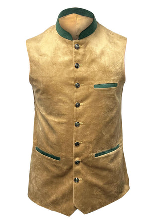 Golden Caramel Radiance: Leather Waistcoat in Warm Brown