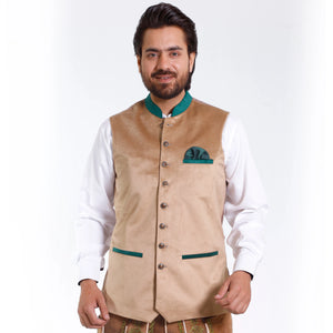 Golden Caramel Radiance: Leather Waistcoat in Warm Brown