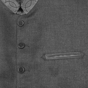 Men's Wool Steel Grey Trachten Waistcoat with a stand collar, covered buttons, and a classic Bavarian design for Oktoberfest outfits